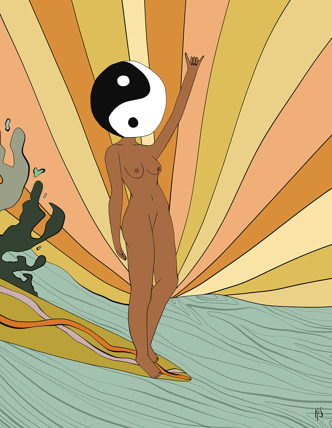 YingYang Surfer Babe